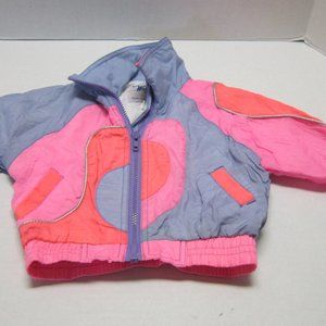 Vintage 1980s Color Block Girls Retro Tracksuit Jacket Kids Size 3 Weather Tamer